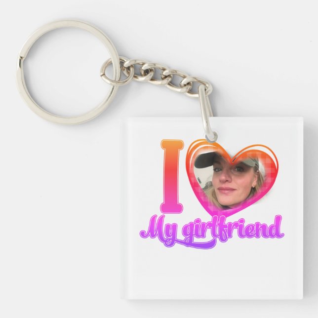 I Love My Girlfriend Custom Personalized Keychain (Front)