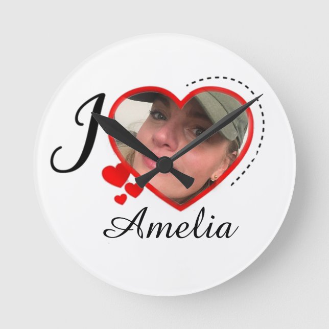 I Love My Girlfriend Custom Personalized Round Clock (Front)