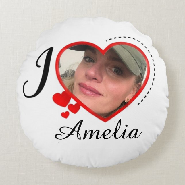 I Love My Girlfriend Custom Personalized Round Pillow (Front)