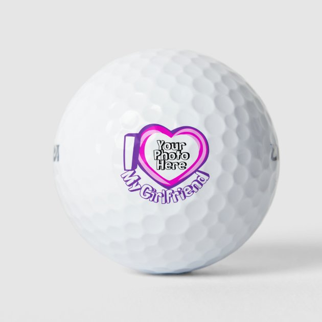 I love My Girlfriend Custom Photo Game Heart Golf Balls