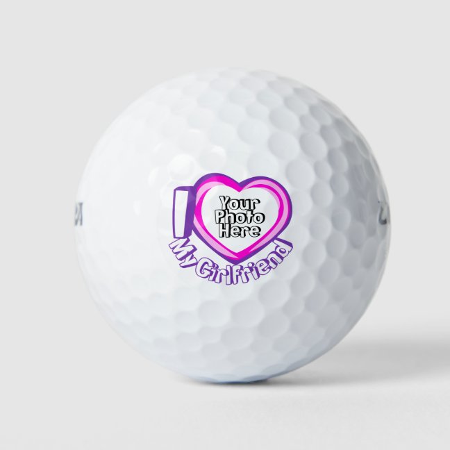 I love My Girlfriend Custom Photo Game Heart Golf Balls