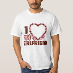 I Love My Girlfriend Custom Photo Heart Brown Pink T-Shirt