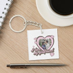 I Love My Girlfriend Custom Photo Keychain<br><div class="desc">I Love My Girlfriend Custom Photo Keychain. Perfect gift for valentines day,  anniversary or birthday. Features retro script font and hearts.</div>