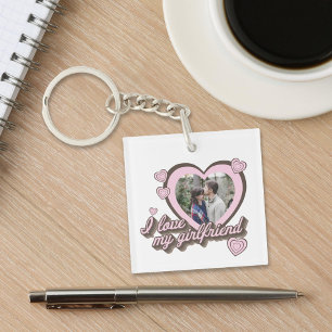 I Love My Girlfriend Custom Photo Keychain