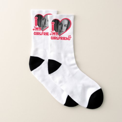 I Love My Girlfriend Custom Photo Love Valentines  Socks