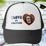 I Love My Girlfriend Custom Photo Personalized Trucker Hat<br><div class="desc">Upload a photo, and easily create your personalized baseball hat. Click EDIT to change the text color. You can TRANSFER this DESIGN on other Zazzle products and adjust it to fit most of the Zazzle items. Standard Studio designs are made in high-resolution graphics for a professional print. Thank you for...</div>