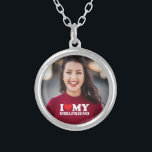 I Love My Girlfriend Custom Photo Silver Plated Necklace<br><div class="desc">I Love My Girlfriend Custom Photo Silver Plated Necklace</div>