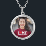 I Love My Girlfriend Custom Photo Silver Plated Necklace<br><div class="desc">I Love My Girlfriend Custom Photo Silver Plated Necklace</div>
