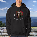 I Love My Girlfriend Custom Photo Text Hoodie<br><div class="desc">Upload a photo, customize the text, and easily create your personalized hoodie. For best photo crop results, please use a square photo, or 4:3 photo ratio. Click EDIT to change the text color. You can TRANSFER this DESIGN on other Zazzle products and adjust it to fit most of the Zazzle...</div>