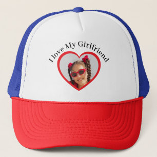 I Love My Girlfriend Custom Photo & Text  Trucker Hat