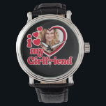 I Love My Girlfriend Custom Photo Watch<br><div class="desc">Are you looking for a unique and personal gift for your boyfriend? Look no further than our I Love My Girlfriend custom photo design! Upload a photo to create a one-of-a-kind gift that he will love. It makes a perfect gift for birthdays, Valentine's Day, anniversaries, or any special occasion. Order...</div>