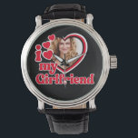 I Love My Girlfriend Custom Photo Watch<br><div class="desc">Are you looking for a unique and personal gift for your boyfriend? Look no further than our I Love My Girlfriend custom photo design! Upload a photo to create a one-of-a-kind gift that he will love. It makes a perfect gift for birthdays, Valentine's Day, anniversaries, or any special occasion. Order...</div>