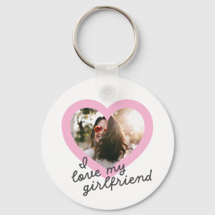 I love my Girlfriend Custom Pink Valentines Photo Keychain