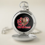 I Love My Girlfriend Custom Pocket Watch<br><div class="desc">Are you looking for a unique and personal gift for your boyfriend? Look no further than our I Love My Girlfriend custom photo design! Upload a photo to create a one-of-a-kind gift that he will love. It makes a perfect gift for birthdays, Valentine's Day, anniversaries, or any special occasion. Order...</div>