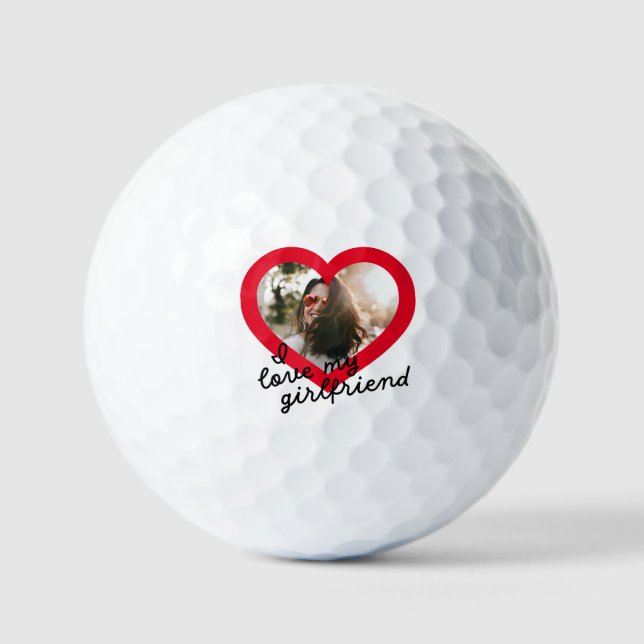 I love my Girlfriend Custom Red Valentines Photo Golf Balls (Front)