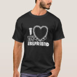 I Love My Girlfriend Custom T-Shirt<br><div class="desc">I Love My Girlfriend Custom T-shirt
cute and bubbly font that says " I Love My GIRLFRIEND" with a huge heart that allows you to insert your image,  in the color brown and light pink</div>