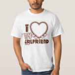 I Love My Girlfriend Custom T-shirt<br><div class="desc">cute and bubbly font that says " I Love My GIRLFRIEND" with a huge heart that allows you to insert your image,  in the color brown and light pink</div>