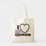I Love My Girlfriend Custom T-shirt Tote Bag<br><div class="desc">cute and bubbly font that says " I Love My GIRLFRIEND" with a huge heart that allows you to insert your image</div>