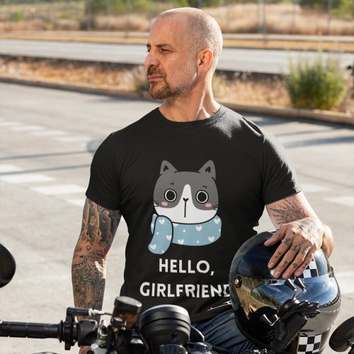 I Love My Girlfriend Custom Text Mens Cat T_shirt