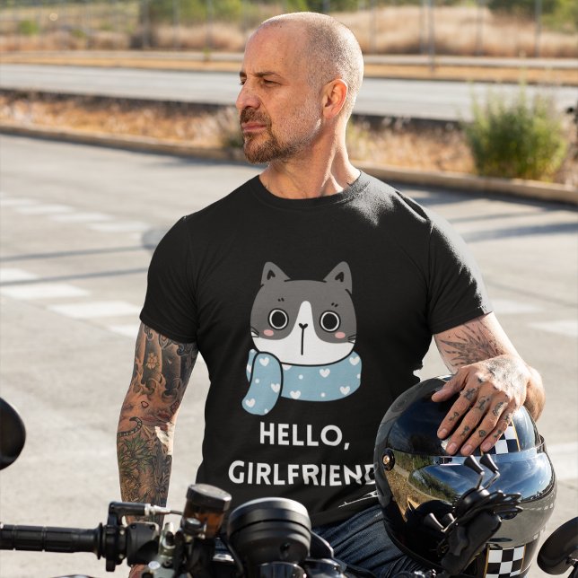 I Love My Girlfriend Custom Text Men's Cat T-shirt (Creator Uploaded)