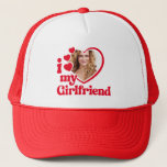 I Love My Girlfriend Custom  Trucker Hat<br><div class="desc">I Love My Girlfriend - upload a photo for inside the heart</div>