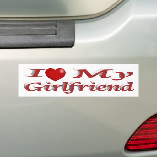 I Love My Girlfriend cute red text Bumper Sticker