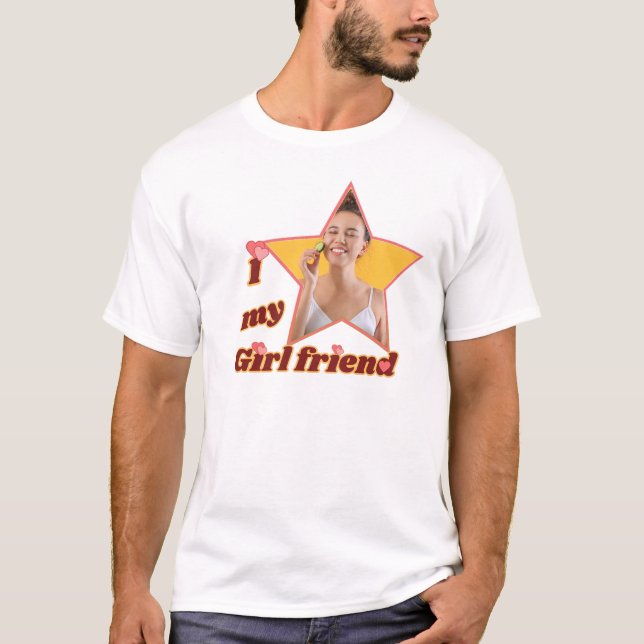 I love my girlfriend. Editable photo of yellow T-Shirt (Front)
