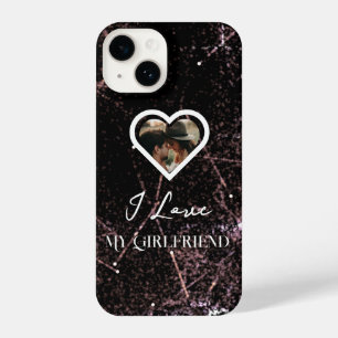 I Love My Girlfriend Galaxy Drips Heart Photo iPhone 14 Case