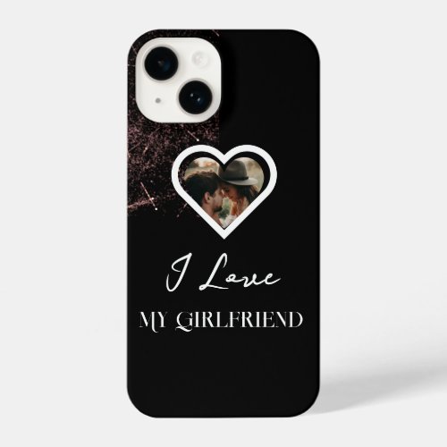 I Love My Girlfriend Galaxy Drips Heart Photo iPhone 14 Case