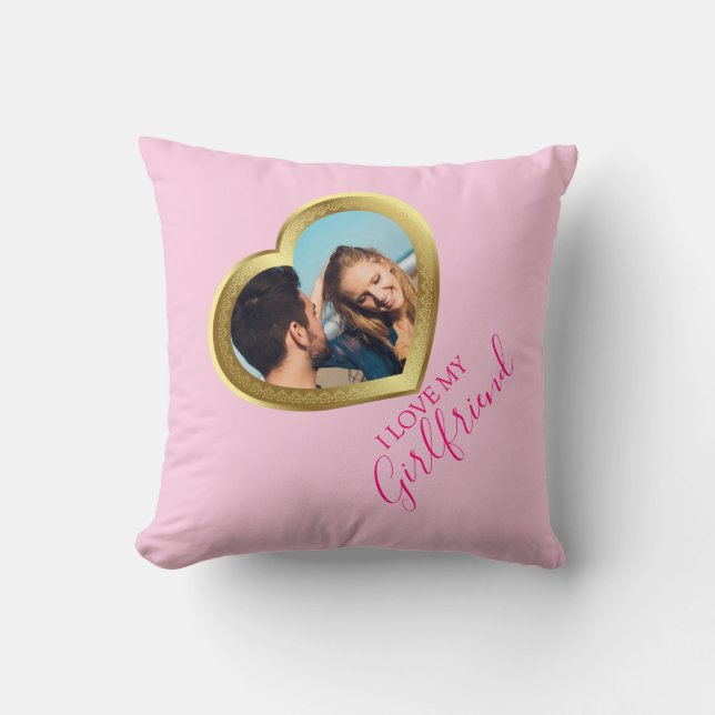 I love My Girlfriend Gift for Her Him Valentine Throw Pillow (Front)