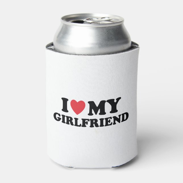 I Love My Girlfriend Gift Idea For Friend  Can Cooler (Can Front)