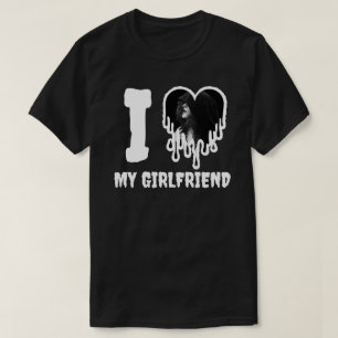 I Love My Girlfriend Gothic White Heart Photo T-Shirt