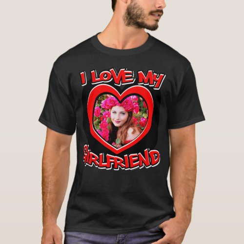 I Love my Girlfriend Graffiti Heart Red Photo T_Shirt