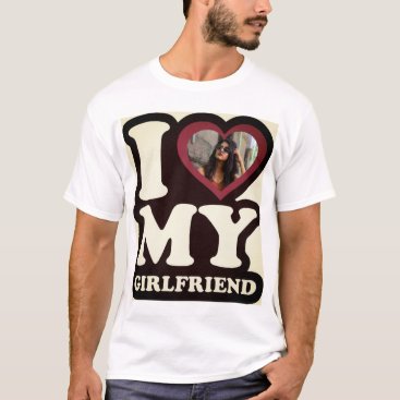 I Love My Girlfriend Green Leaf  - Custom Photo T- T-Shirt