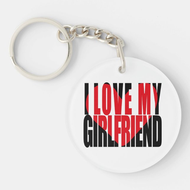 I Love My Girlfriend Heart Custom Photo  Keychain (Front)