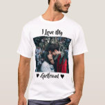I Love My Girlfriend Heart Personalized Photo  T-S T-Shirt<br><div class="desc">Show your love for your girlfriend by wearing this personalized t-shirt with her photo in it. Perfect for Valentines day , Birthday, Anniversaries or any occasion just to show the world how much you love your girlfriend . You can customize the photo and the texts in the t-shirt as per...</div>