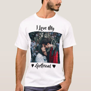 I Love My Girlfriend Heart Personalized Photo T-S T-Shirt