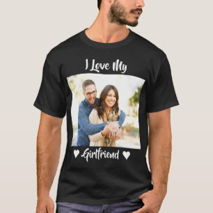 I Love My Girlfriend Heart Personalized Photo T-Shirt
