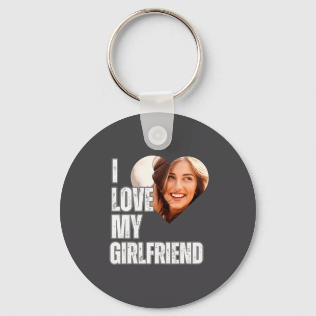 I Love My Girlfriend Heart Photo Boyfriend Gift  Keychain (Front)