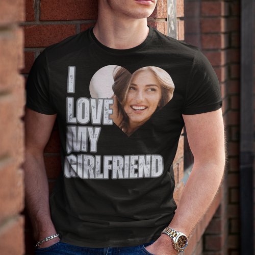 I Love My Girlfriend Heart Photo Boyfriend Gift  T_Shirt