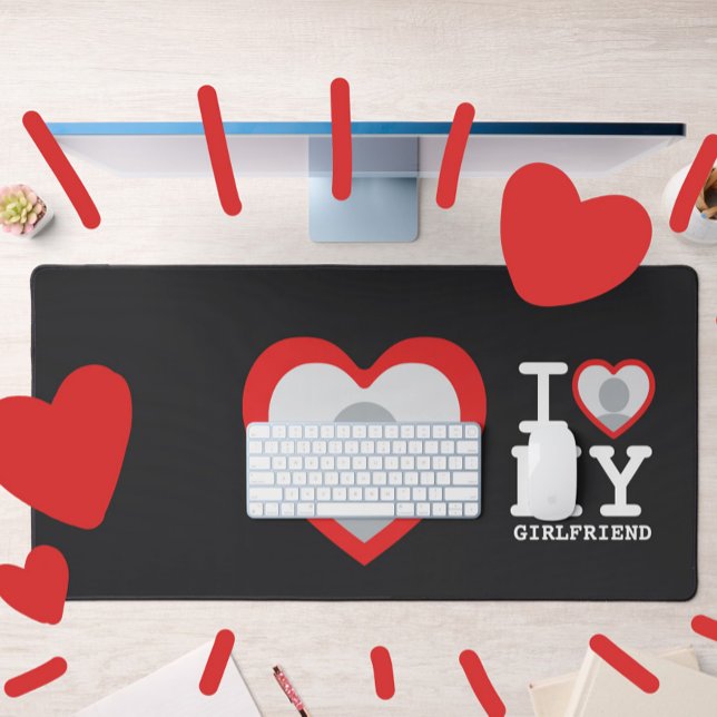 I love my girlfriend heart photo desk mat (Creator Uploaded)