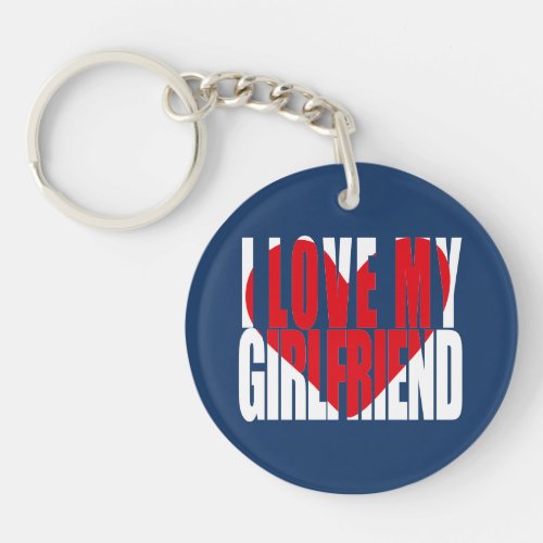 I Love My Girlfriend Heart Photo Personalized Keychain