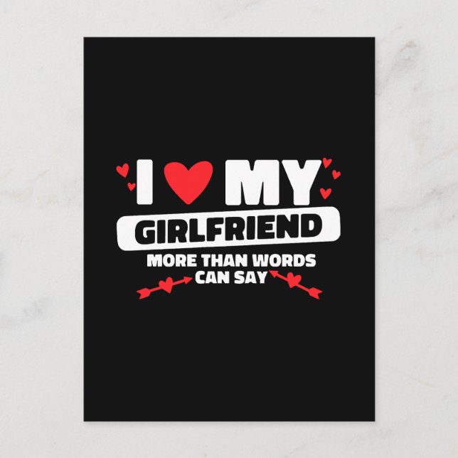 i love my girlfriend heart postcard (Front)