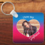 I Love my Girlfriend Heart Shape Color Photo Keychain