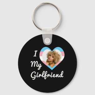 I Love My Girlfriend LGBT Trans Pride Custom Photo Keychain