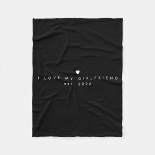 I Love My Girlfriend Minimalist T Shirt Fleece Blanket