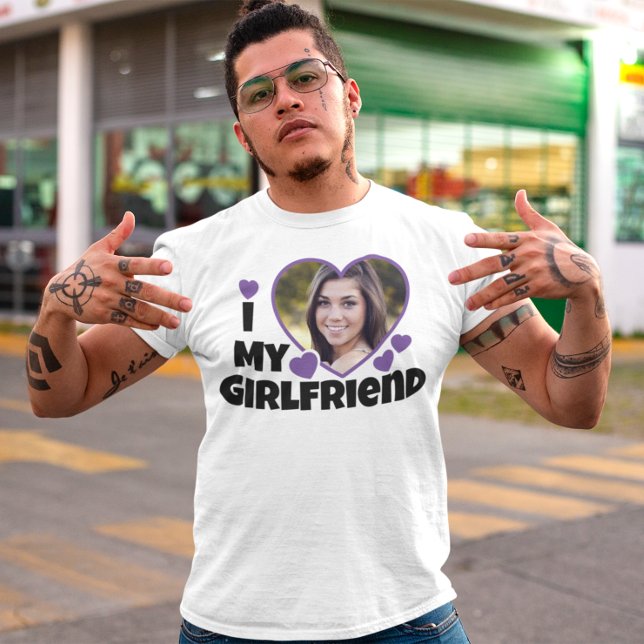 I Love My Girlfriend Personalize Photo T-Shirt