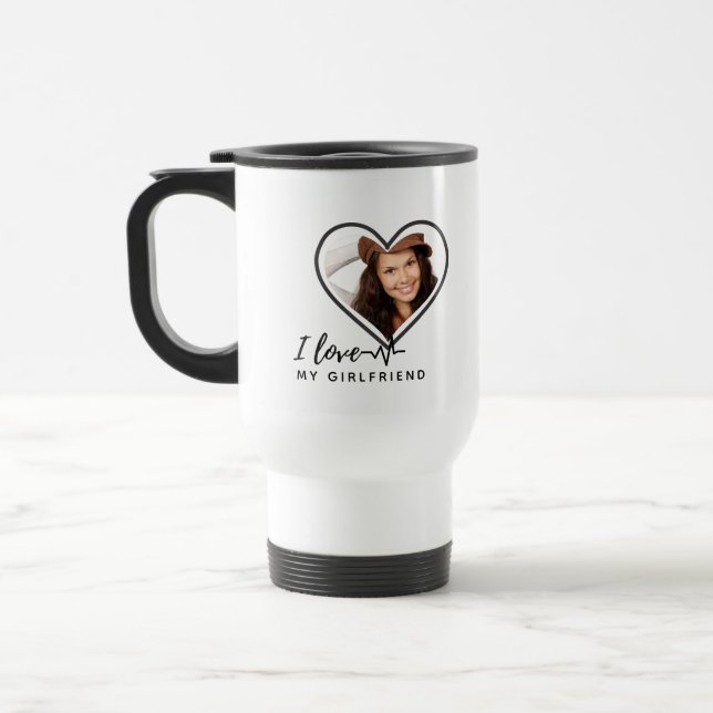 I Love My Girlfriend Personalized PHOTO GIFT Travel Mug (Left)
