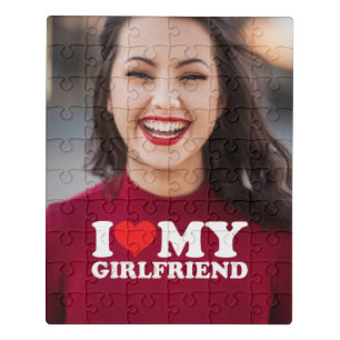 I Love My Girlfriend Personalized Photo Keepsake Jigsaw Puzzle