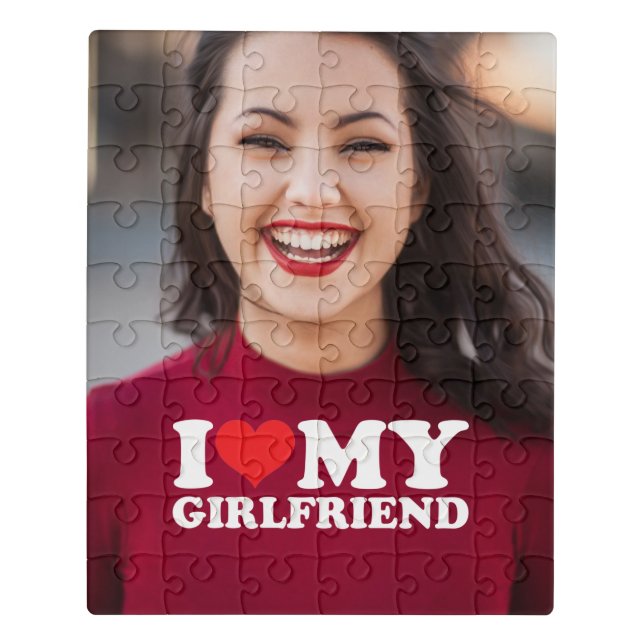 I Love My Girlfriend Personalized Photo Keepsake Jigsaw Puzzle (Puzzle Vertical)